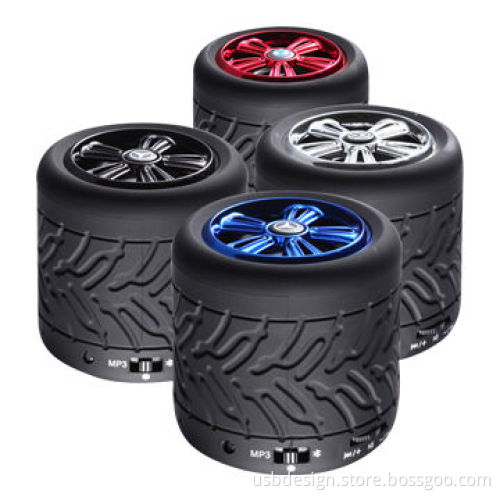 Mini Tire Shape Bluetooth Portable Speaker, SD Card Slot, 3W Output, Mini Speakers